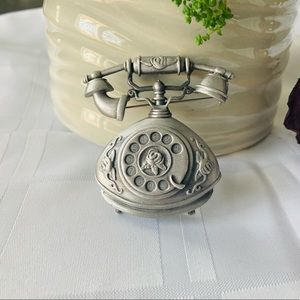 Vintage AJC signed pewter telephone brooch